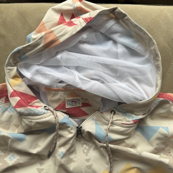 RARE Faherty Recycled Lined Windbreaker - Doug Good Feather Native Design XL - Picture 2 of 6